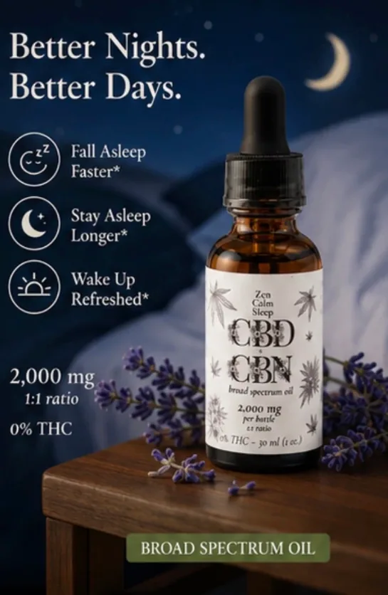 The bottle on a wooden table with dried lavender beside it and a night sky and crescent moon behind.